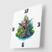 ファンタジー城 スクエア壁時計 (傾斜)