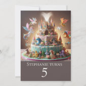 ファンタジー城 ドラゴンとユニコーンの誕生日 招待状 (裏面)