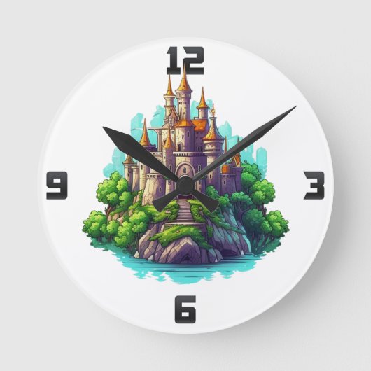 ファンタジー城 ラウンド壁時計 (正面)