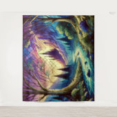 ファンタジー城（魅惑の森と川） タペストリー (正面)