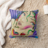 ファンタジー女の子スケッチ通りアートパープルピロー クッション (ブランケット)