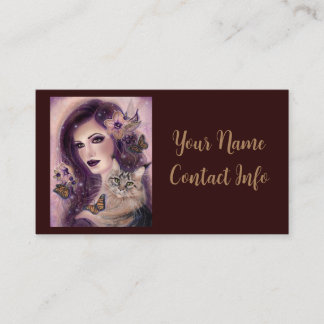 ファンタジー女性と猫byルネ・ラヴォワ コーリングカード