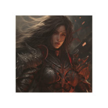 ファンタジー女性戦士ナイト – ウッドウォールアート