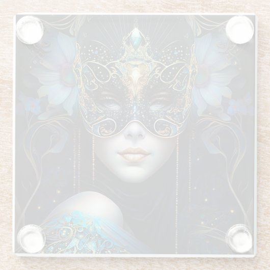 ファンタジー女性用仮面 ガラスコースター (裏面)