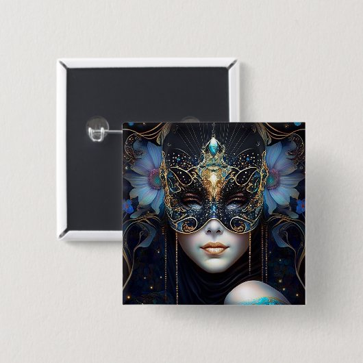 ファンタジー女性用仮面 缶バッジ (正面&裏面)