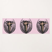 ファンタジー女神の女性ブラックフラワーポッドピンク ヨガマット (正面(横))