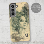 ファンタジー女鳥スカルウイングスールアルアートネーム SAMSUNG GALAXY S22ケース<br><div class="desc">この電話芸術的ケースデザインは、私のオリジナルのアートワークを使用して作成された"過去生活/将来のフライト" – 鳥のスカルと彼女の髪の翼を持つ女性ポートレートの手描きスケッチ。そしてエレガント、空想家や超現実的なアートやファンタジー、冒険、ダークアート、鳥や鳥を愛するすべての人のためのギフト飛んでいる。・名前とモノグラムまたはカスタマイズモノグラムでパーソナライズする。フォントの編集、要素のサイズ変更/移動、文字の追加や別の製品への転送を行う。・ ・購入した写真を見て嬉しい – メッセージを私に送るか、単に共有し、ラベルを私に@edrawings38art （FB/IG/Twitter上）!サンキュー!💜</div>