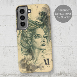 ファンタジー女鳥スカルウイングスールアルアートネーム SAMSUNG GALAXY S22ケース