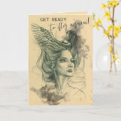 ファンタジー女鳥スカルウイングスールアルアート カード (黄色い花)