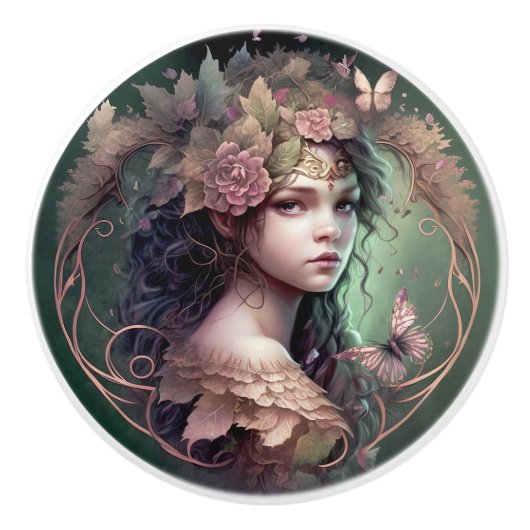 ファンタジー妖精のキャビネットのノブを引く セラミックノブ (正面)