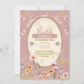 ファンタジー妖精のワイルドフラワーガールズピンクの招待状 招待状 (正面)