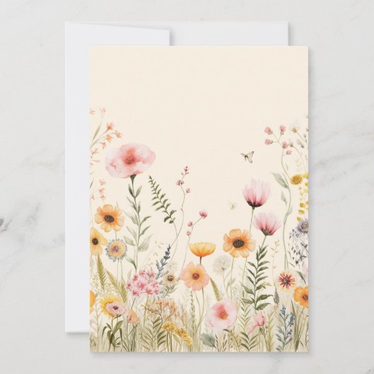 ファンタジー妖精のワイルドフラワーガールズピンクの招待状 招待状 (裏面)