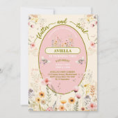 ファンタジー妖精のワイルドフラワーガールズピンクの招待状 招待状 (正面)