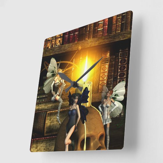 ファンタジー妖精の壁時計 スクエア壁時計 (傾斜)