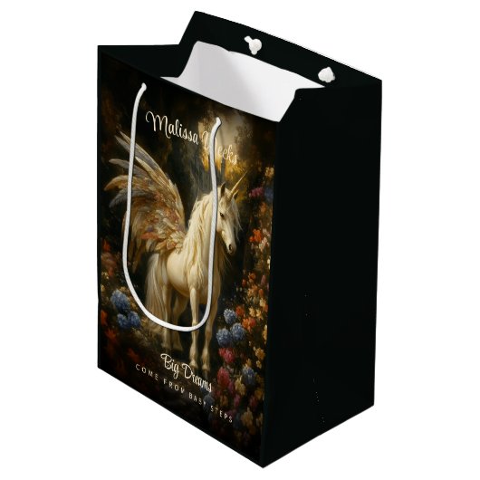 ファンタジー妖精の馬の森ユニコーン ミディアムペーパーバッグ (正面アングル)