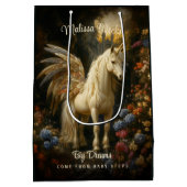 ファンタジー妖精の馬の森ユニコーン ミディアムペーパーバッグ (裏面)