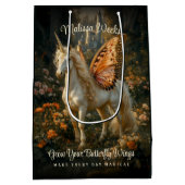 ファンタジー妖精の馬オレンジバタフライウイング ミディアムペーパーバッグ (裏面)