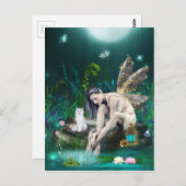 ファンタジー妖精イン深い考え ポストカード (正面/裏面)