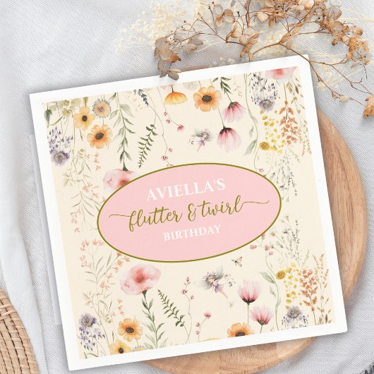 ファンタジー妖精フラッタとトワイルワイルドフラワー スタンダードカクテルナプキン