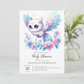 ファンタジー威厳のあるフクロウ赤ちゃんシャワー 招待状 (スタンド正面)