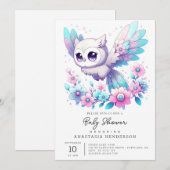 ファンタジー威厳のあるフクロウ赤ちゃんシャワー 招待状 (正面/裏面)