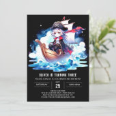 ファンタジー威厳のある海賊版誕生日 招待状 (スタンド正面)