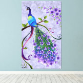 ファンタジー孔雀3パネル キャンバスプリント (インサイチュ (ウッドフロア))