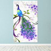 ファンタジー孔雀3パネル キャンバスプリント (インサイチュ (ウッドフロア))