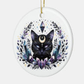 ファンタジー密着型黒猫 セラミックオーナメント (左)