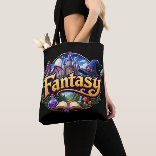 ファンタジー小説愛好家 トートバッグ (クローズアップ)
