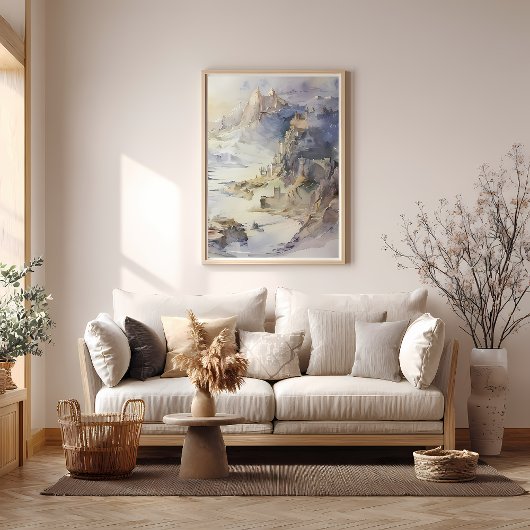 ファンタジー崖の要塞が海を見下ろす ポスター