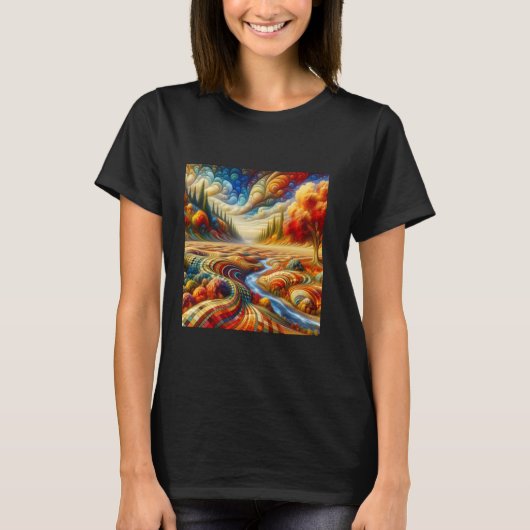 ファンタジー市松模様に超現実景観 Tシャツ (正面)