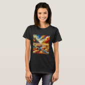 ファンタジー市松模様に超現実景観 Tシャツ (正面フル)