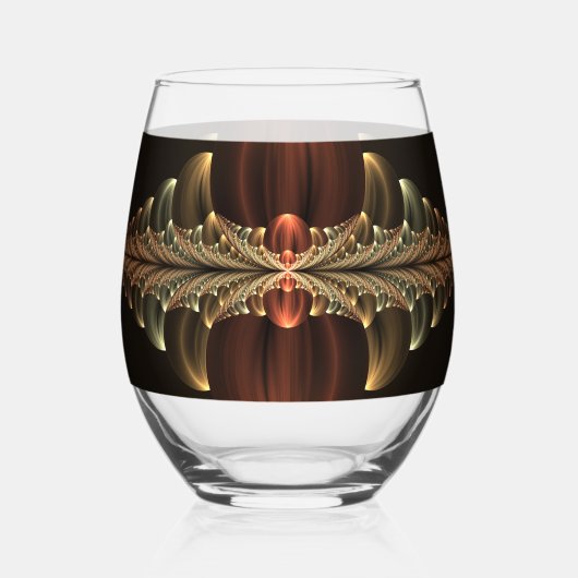 ファンタジー建築光沢抽象芸術フラクタルアート ステムなしワイングラス (正面)