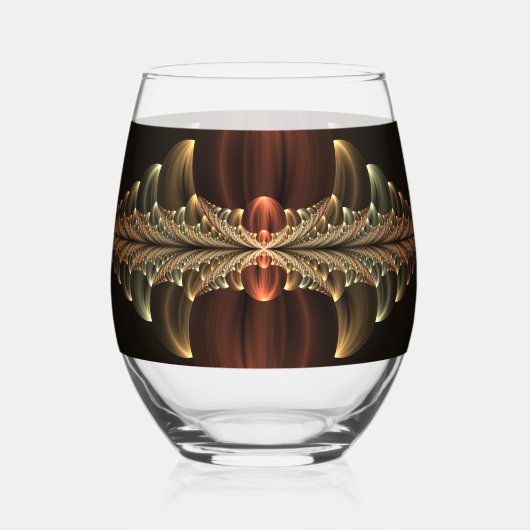 ファンタジー建築光沢抽象芸術フラクタルアート ステムなしワイングラス (裏面)