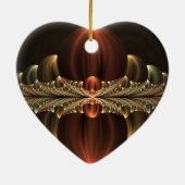 ファンタジー建築光沢抽象芸術フラクタルハート セラミックオーナメント (裏面)