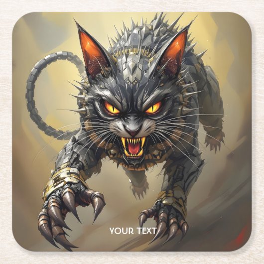 ファンタジー怒キュウボグ猫 スクエアペーパーコースター (正面)