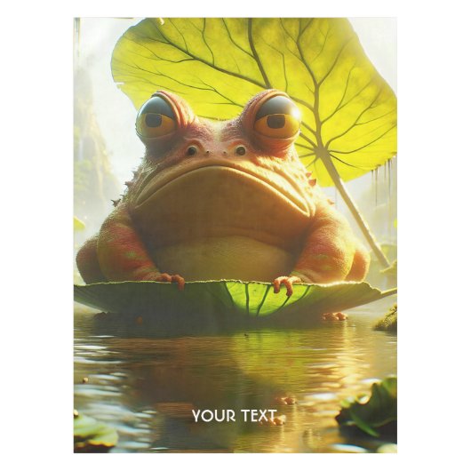 ファンタジー怒可愛いカエルの葉 テーブルクロス (正面)