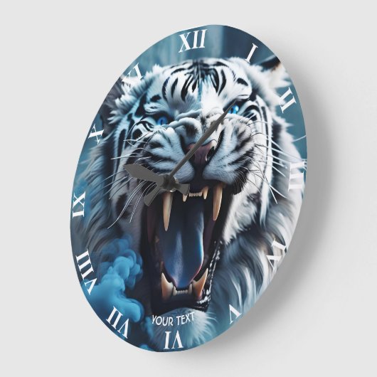 ファンタジー怒白虎 ラージ壁時計 (傾斜)