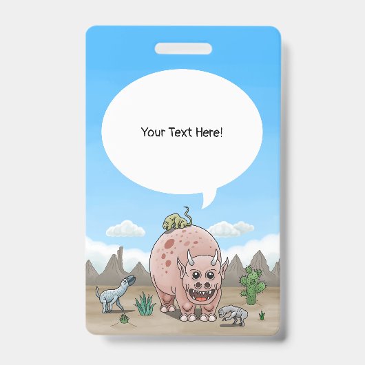 ファンタジー恐竜が砂漠にいる バッジ (正面)