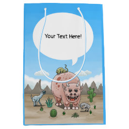 ファンタジー恐竜が砂漠にいる ミディアムペーパーバッグ