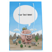 ファンタジー恐竜が砂漠にいる ミディアムペーパーバッグ (裏面)