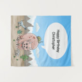 ファンタジー恐竜の誕生日 タペストリー (正面(横))