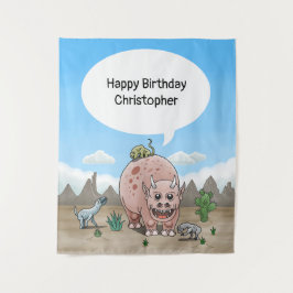 ファンタジー恐竜の誕生日 タペストリー