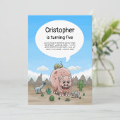 ファンタジー恐竜の誕生日 招待状 (スタンド正面)