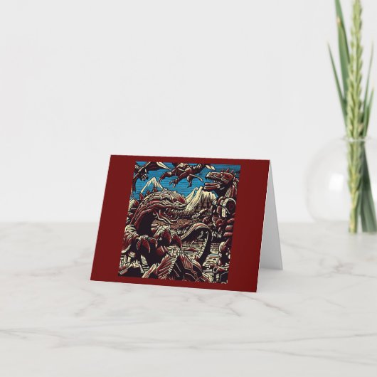ファンタジー恐竜ロボットAnime - Woodcut 2 カード (正面)