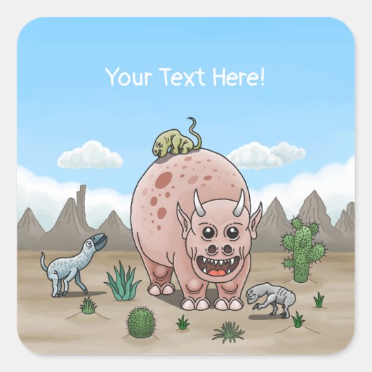 ファンタジー恐竜 スクエアシール (正面)