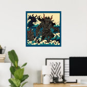 ファンタジー悪魔 – 木版画1 ポスター (ホームオフィス)