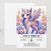 ファンタジー愛らしいユニコーンデジタル誕生日 招待状 (正面/裏面)