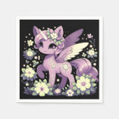 ファンタジー愛らしいユニコーン赤ちゃんシャワー スタンダードカクテルナプキン (正面)